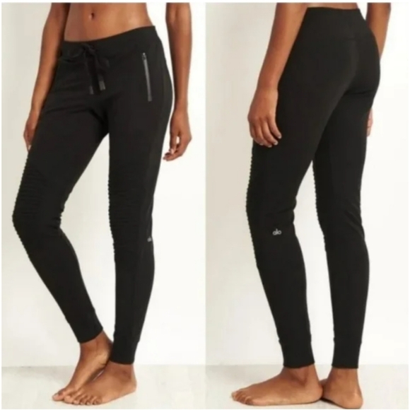 ALO Yoga Pants - Alo Yoga Womens Urban Moto Sweatpant Joggers Small Black Slim Fit Casua Travel